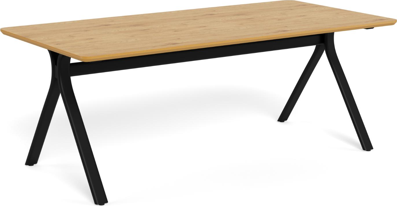 Spisebord Signature Brist 200x100 Cm  Mat Vild Eg-melamin  Mat Sort Stålstel