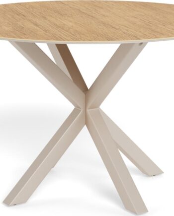 Spisebord Signature Solenne Rund ø119 Cm  Keramisk Vildeg-look Bordplade  4stjernet Gråt Pulverlakeret Stålstel