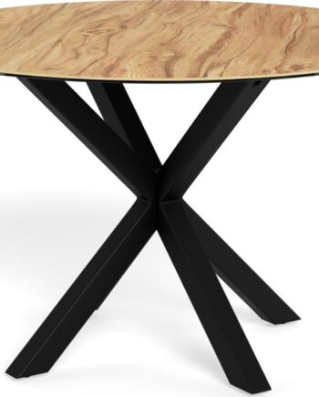 Spisebord Signature Solenne Rund ø119 Cm  Naturfarvet Keramikplade   Mat Sort  -stjernet Stålstel