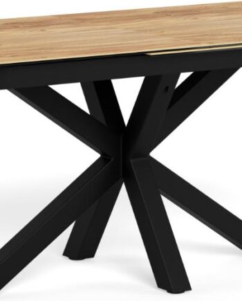 Spisebord Signature Solenne Udtræksbord 210x90 Cm Keramisk Natur Bordplade Mat Sort Stålstel