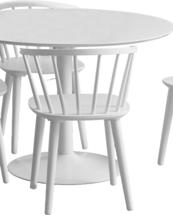 Spisebord Signature Tavira Hvid  Gummitræ Akryllak   Pulverlakeret Stål  B45 5xd40xh74 Cm  Kompakt Spisebord