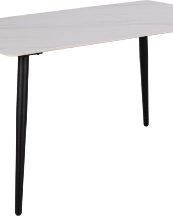 Spisebord Signature Vardo   Hvid Unico Keramikbordplade  Mat Sort Stel  140x80 Cm  Plads Til
