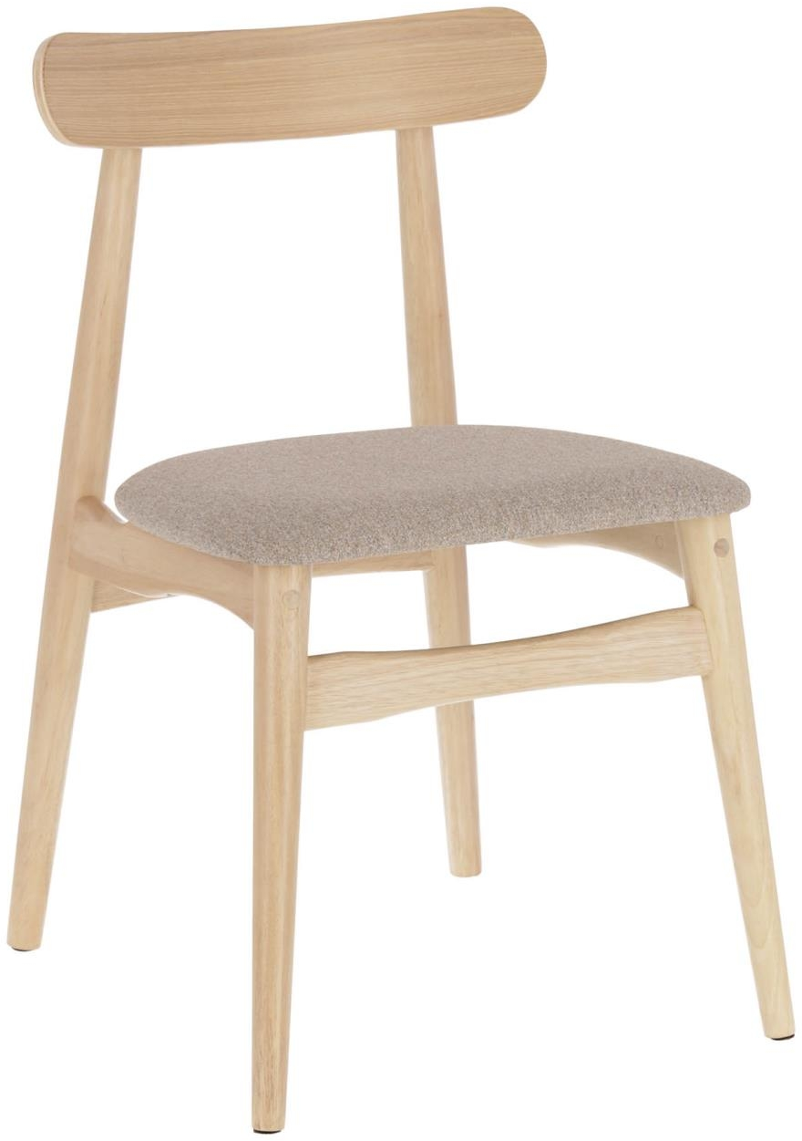 Spisebordsstol Kave Home Nayme Massivt Gummitræ Spisestol Med Polstret Sæde Natur Beige Nordisk Design
