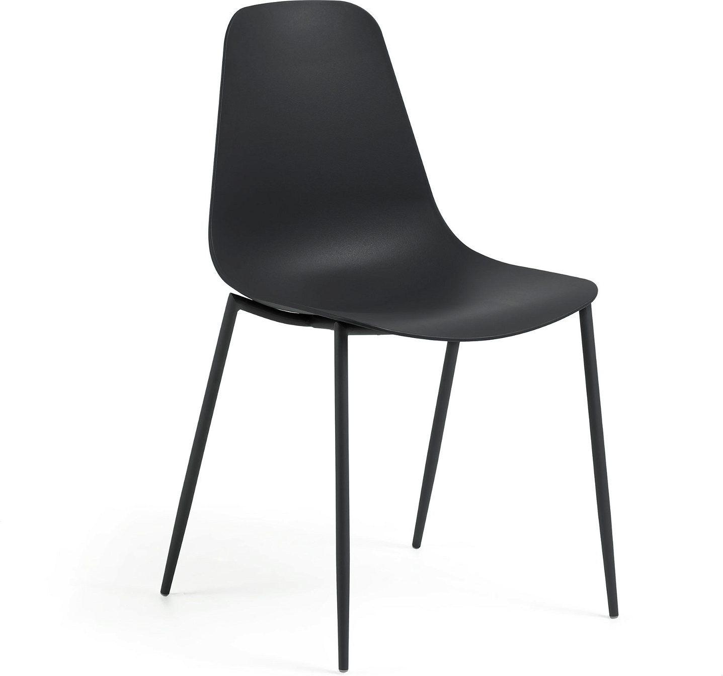 Spisebordsstol Kave Home Whatts   Nordisk Moderne Design   Sort Polypropylen Med Matlakerede Stålben