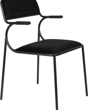 Spisebordsstol Med Armlæn Zuiver Alba Polstret Antracit Polyesterstof Sort Metalramme Ergonomisk Design