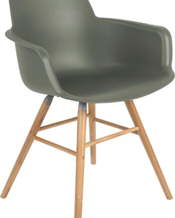 Spisebordsstol Med Armlæn Zuiver Albert Grøn Polypropylenplast   Asketræ H81 5xb59xl55 Cm