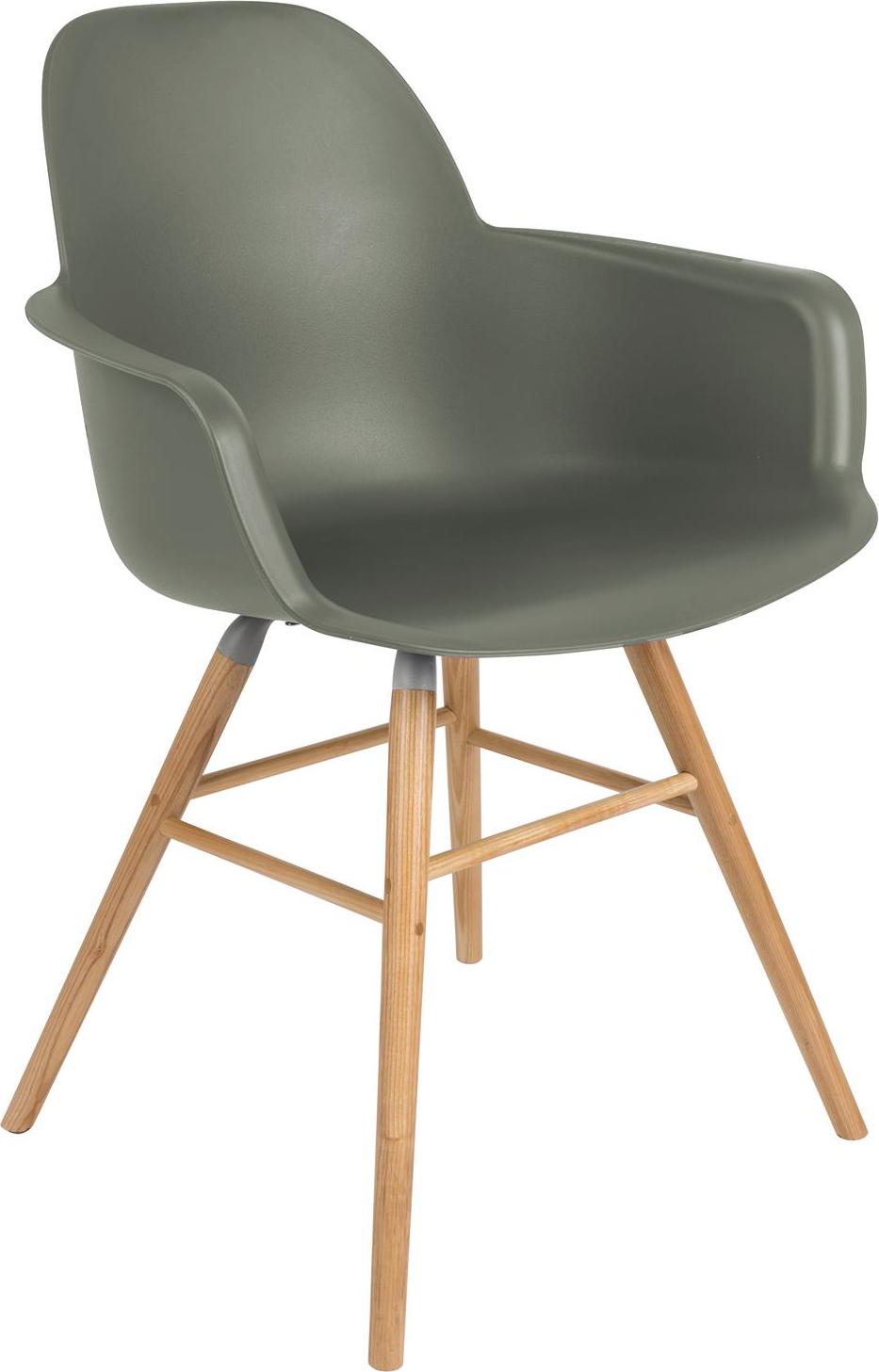 Spisebordsstol Med Armlæn Zuiver Albert Grøn Polypropylenplast   Asketræ H81 5xb59xl55 Cm