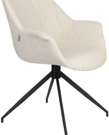 Spisebordsstol Med Armlæn Zuiver Doulton Drejelig Lysgrå Polstret Polyakryl Polyester Sort Stålramme