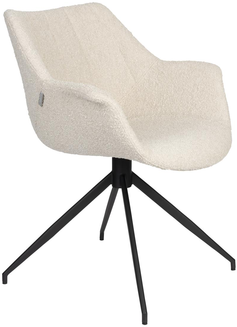 Spisebordsstol Med Armlæn Zuiver Doulton Drejelig Lysgrå Polstret Polyakryl Polyester Sort Stålramme
