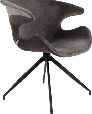 Spisebordsstol Med Armlæn Zuiver Mia Askegrå Polstret Polyester Stålben Minimalistisk Design