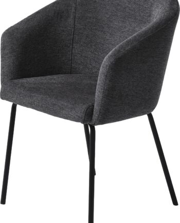 Spisebordsstol Nordique Design Easton Strukturvævet Oekotex-stof Mørkegrå Sort Metal Armlæn