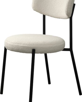 Spisebordsstol Nordique Design Gimli Råhvid Sort Metalramme Med Teddy-stof Fsc 100
