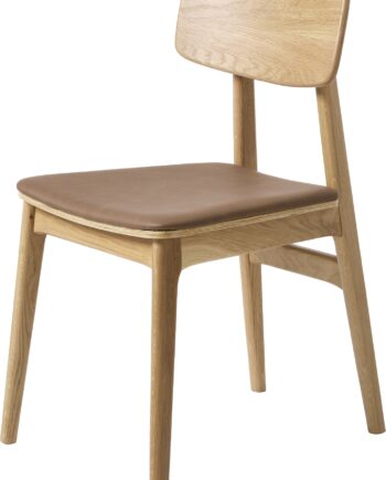 Spisebordsstol Spisestol Nordique Design Livo Tan Natur Egetræ Med Pu Vintage Polstring H82xb46xd55 Cm