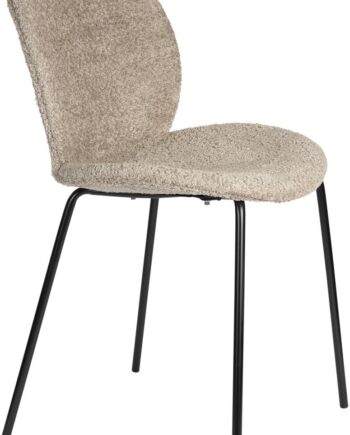 Spisebordsstol Spisestuestol Zuiver Bonnet Sæt   Stenlysgrå Polstret Sort Jernramme H84xb45xl53 Cm