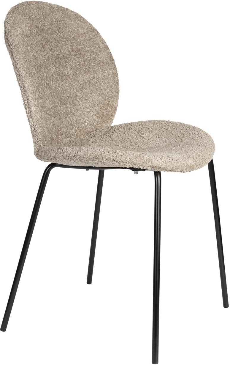 Spisebordsstol Spisestuestol Zuiver Bonnet Sæt   Stenlysgrå Polstret Sort Jernramme H84xb45xl53 Cm