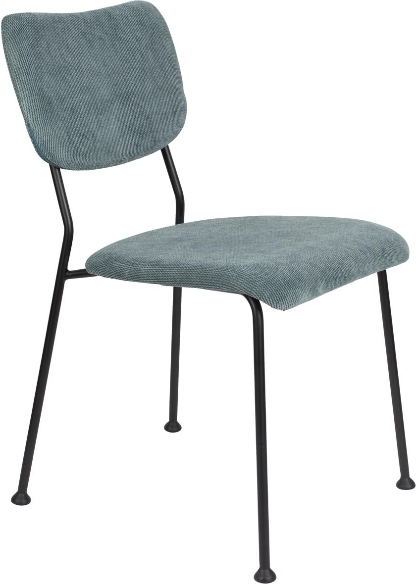 Spisebordsstol Zuiver Benson Polstret Grå Stof Nylon Polyester Med Sorte Stålben 47ã 56ã 81 Cm