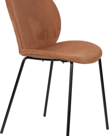 Spisebordsstol Zuiver Bonnet Rødbrun Ribbet Polstret Sæde Med Sort Metalstel H84xb45xl53 Cm