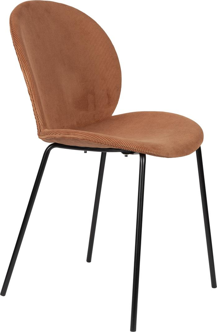 Spisebordsstol Zuiver Bonnet Rødbrun Ribbet Polstret Sæde Med Sort Metalstel H84xb45xl53 Cm