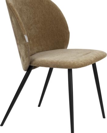 Spisebordsstol Zuiver Cozy Brungrå Polstret Eukalyptuskrydsfiner Sorte Stålben H82xb53xl57 Cm