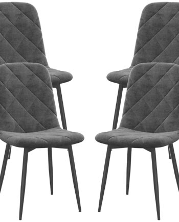 Spisestole  Sæt Med   Køkkenstole Med Ryglæn  Velour Look  Polstrede Stole Med Metalben  Til Spisebord  Grå