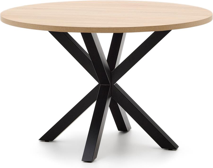 Spisestuebord Spisebord Kave Home Argo Rundt ø120 Cm Natur Sort Moderne Nordisk