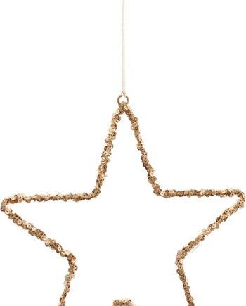 Stjerneornament ø21 Cm House Doctor Star Jern Med Funklende Pailletter Naturfarvet Juledekoration