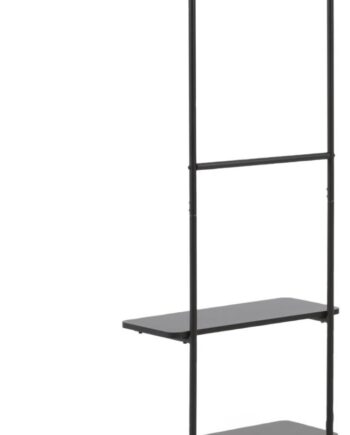 Tøjstativ Kave Home Galatia  Sort Metal Med   Hylder  Industrielt  H162   B60   D26 Cm