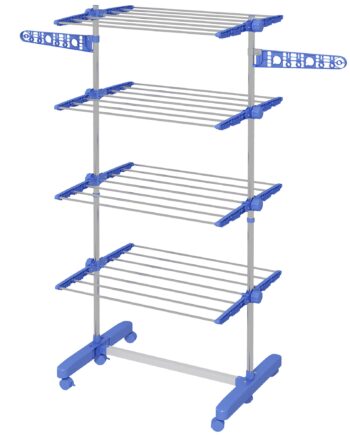 Tørrestativ Med   Niveauer  Foldbar  Et-klik-system  142 Cm   55 Cm     72 Cm  Blå   Sølv