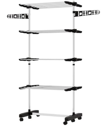 Tørrestativ Med   Niveauer  Foldbar  Et-klik-system  142 Cm   55 Cm     72 Cm  Sort   Sølv