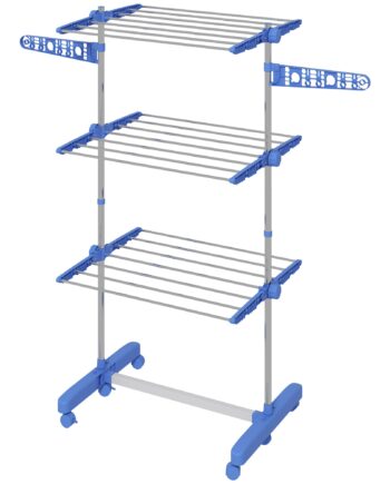 Tørrestativ    Niveauer  Foldbar  Et-klik-system  142 Cm   55 Cm   152 Cm  Blå   Sølv