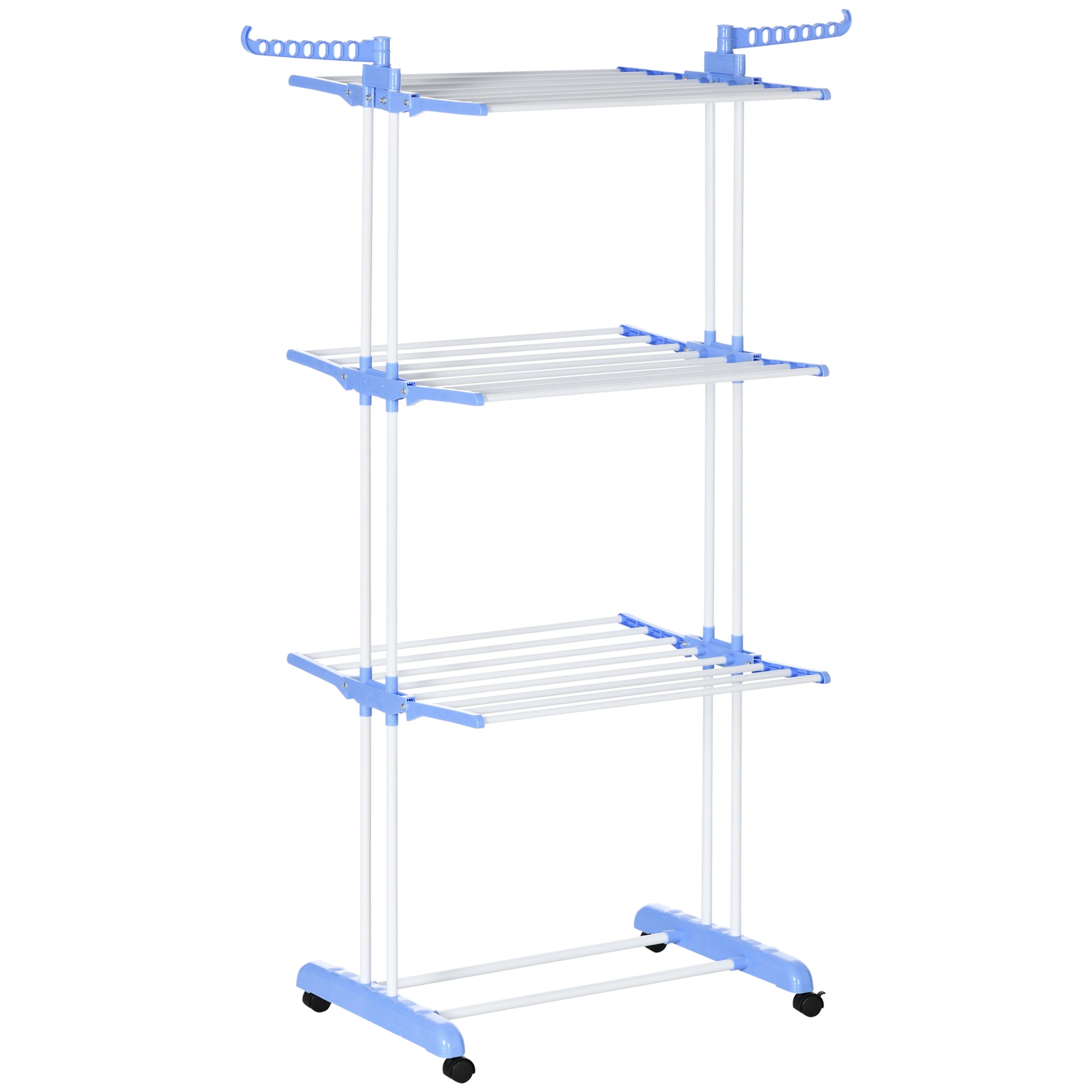 Tørrestativ    Niveauer  Foldbar    Hjul Med   Bremser  Metalramme  Blå Hvid  73   64   177 Cm