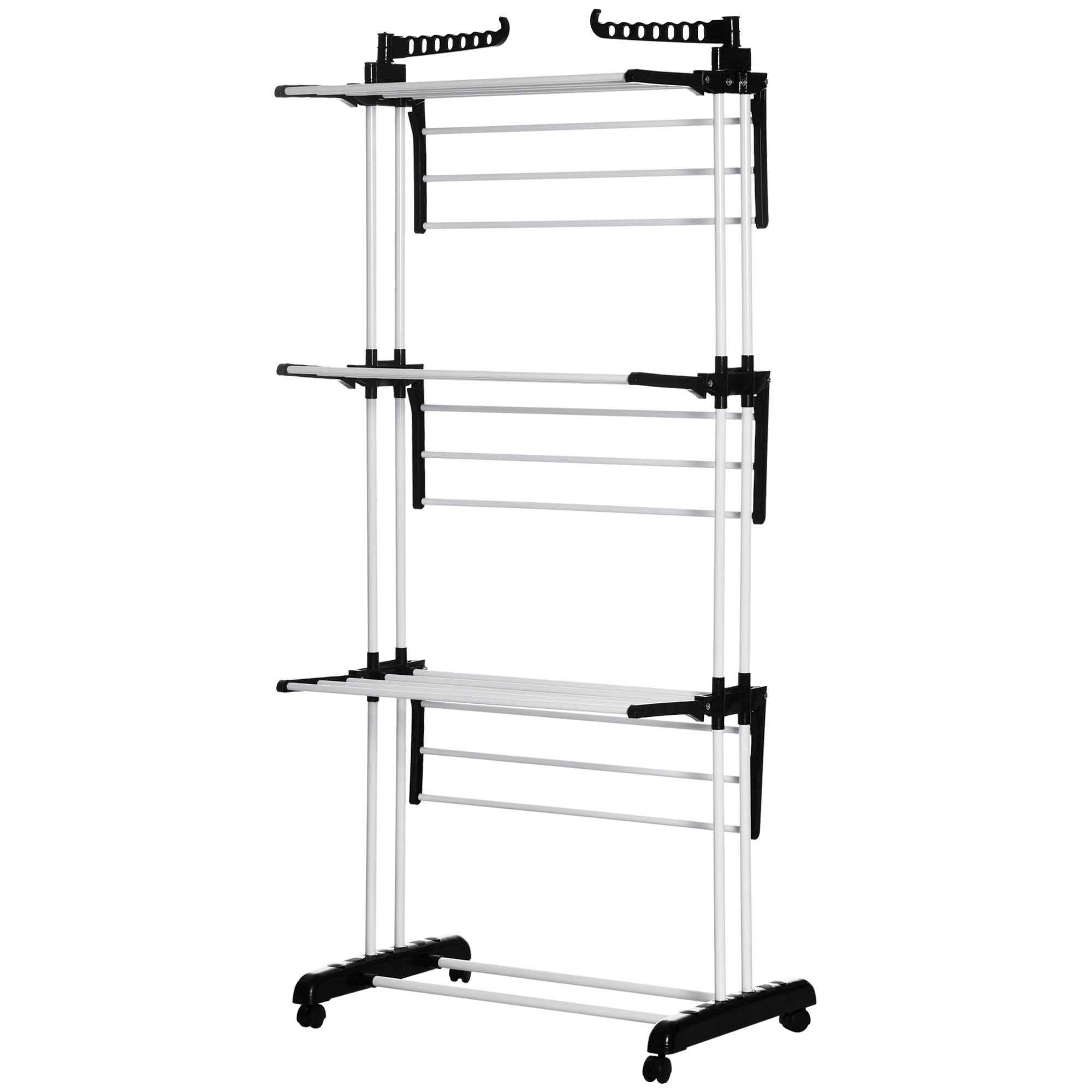 Tørrestativ    Niveauer  Foldbar    Hjul Med   Bremser  Metalramme  Sort  73   64   177 Cm