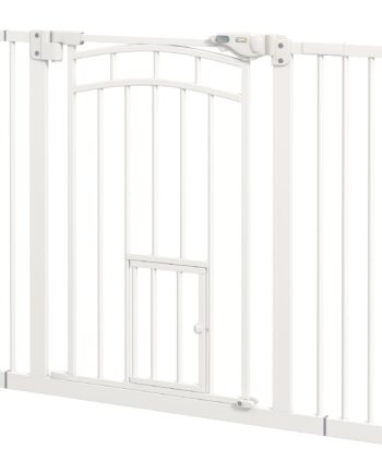 Trappegitter Hundegitter  Automatisk Lukning  Enhåndsbetjening  100 Cm     Cm   76 Cm  Hvid