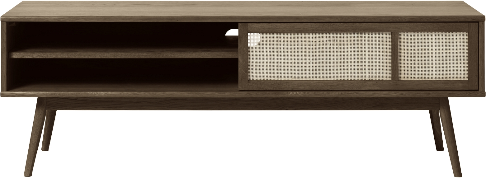 Tv-bord Nordique Design Barrali Røget Glasurlak Egetræ Med Rattan-dør 150   45 Cm