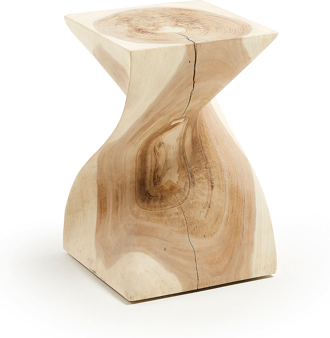 Udendørs Sidebord Kave Home Aaron Massivt Mungurtræ Natur 46   30   30 Cm Uden Hul