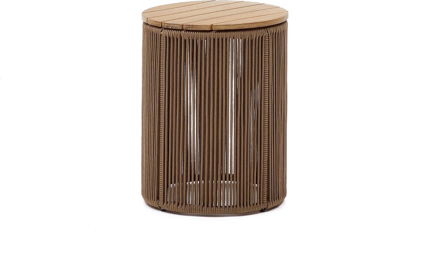 Udendørs Sidebord Kave Home Dandara   Akacietræ Og Stål 40x40x52 Cm Beige Sort