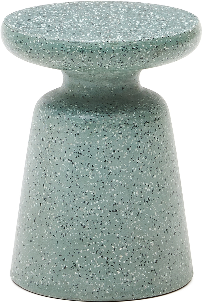 Udendørs Sidebord Kave Home Mesquida Turkis Terrazzo H52xø39 Cm Vejrbestandigt Nordisk Design