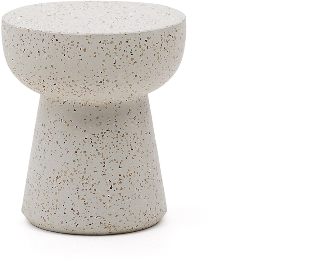 Udendørs Sidebord Kave Home Pada Fibercement   Hvid Terrazzo 40ã 40ã 45 Cm