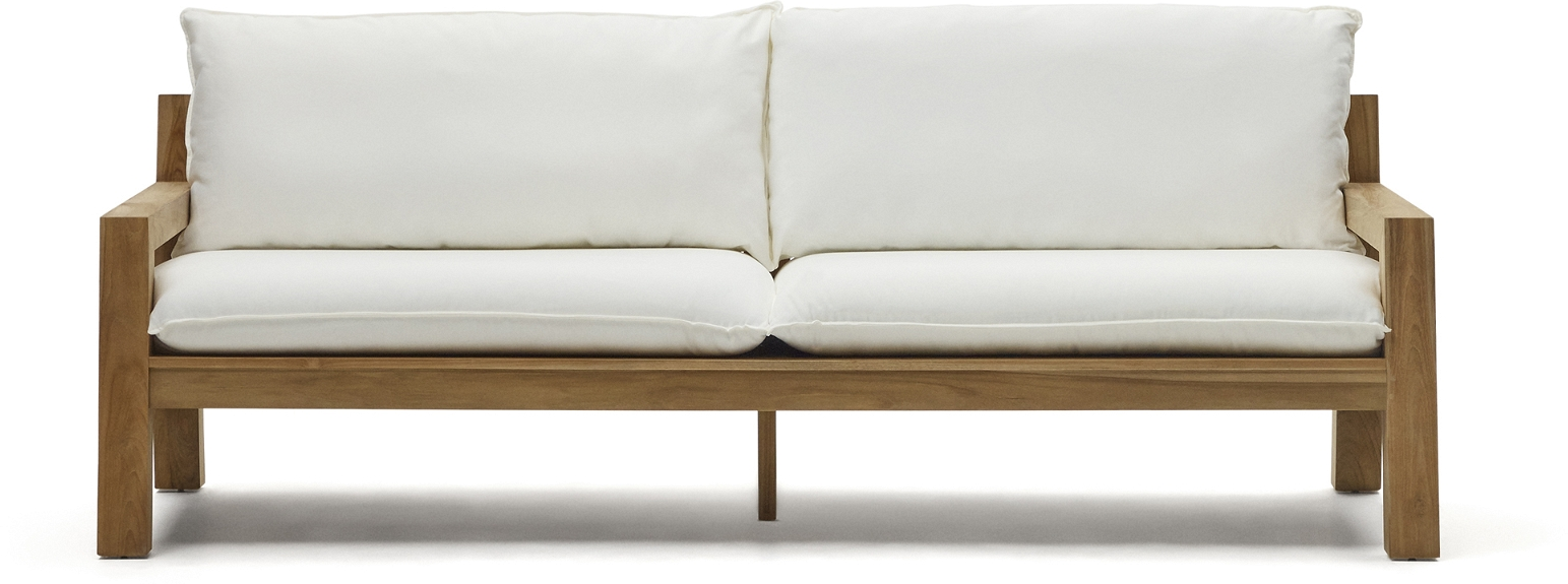 Udendørs  -personers Sofa Kave Home Forcanera   Massivt Teak Med Hvid Hynde