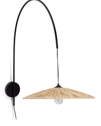 Væglampe Kave Home Rosella   Håndvævet Raffia Og Jern Rustik Kolonial H98   B50   L98 Cm