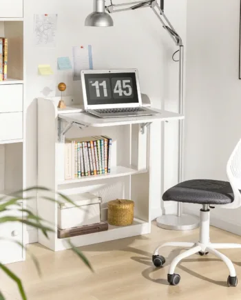 Vægmonteret Foldebord   Skrivebord  Pladsbesparende  Skandi-look  B64   D58   H82 Cm  Hvid