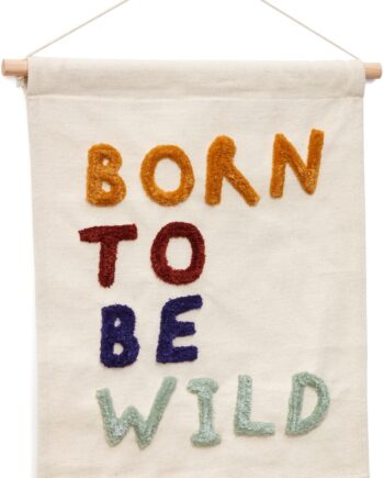 Vægophæng Kave Home Zelda Rustik Kolonial Flerfarvet Tekstil Bomuld Fyrretræ Born To Be Wild Bæredygtig Vægdekoration 40x50 Cm