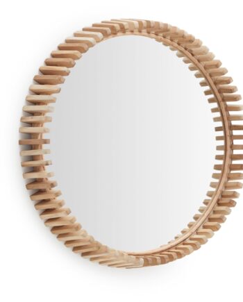 Vægspejl Kave Home Porter ø60 Cm Rund Teakramme Nordisk Design
