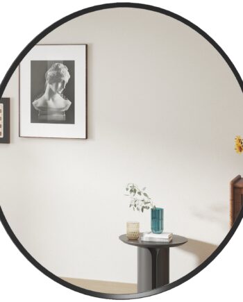 Vægspejl  Moderne Design  ø61 Cm  Sort