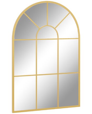 Vægspejl  Vinduesdesign  Entréspejl  Metalramme  91   60 Cm  Guld
