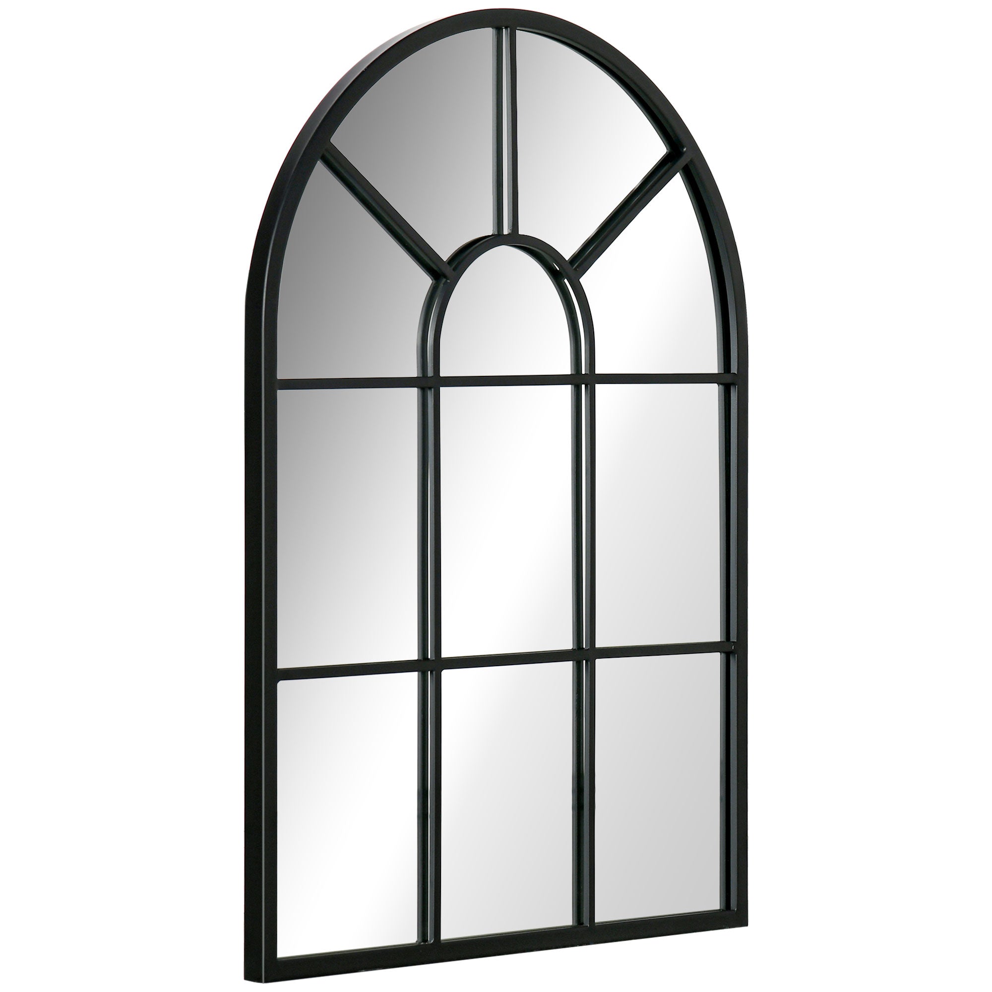Vægspejl  Vinduesdesign  Entrespejl  Metalramme  70x50 Cm  Sort