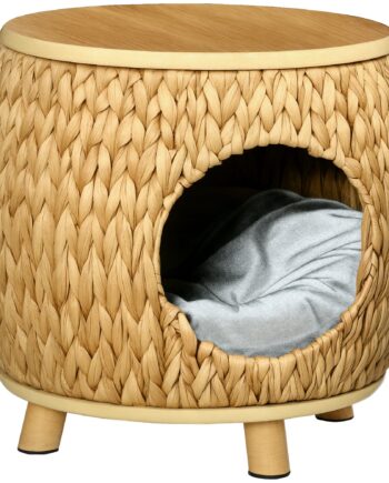 Vandhyacintgræs Kattehule Med Vaskbar Hynde  44 Cm   43 Cm   42 Cm  Lysebrun   Naturtræ   Grå