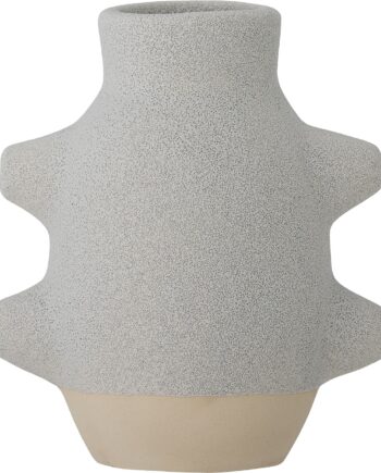 Vase Bloomingville Birka Keramik Hvid 16 Cm Moderne Bord- Og Blomstervase