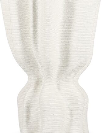 Vase     Collection Vea  Hvid Struktureret Stentøj  Skulpturel Aflang Multishape H28   Cm