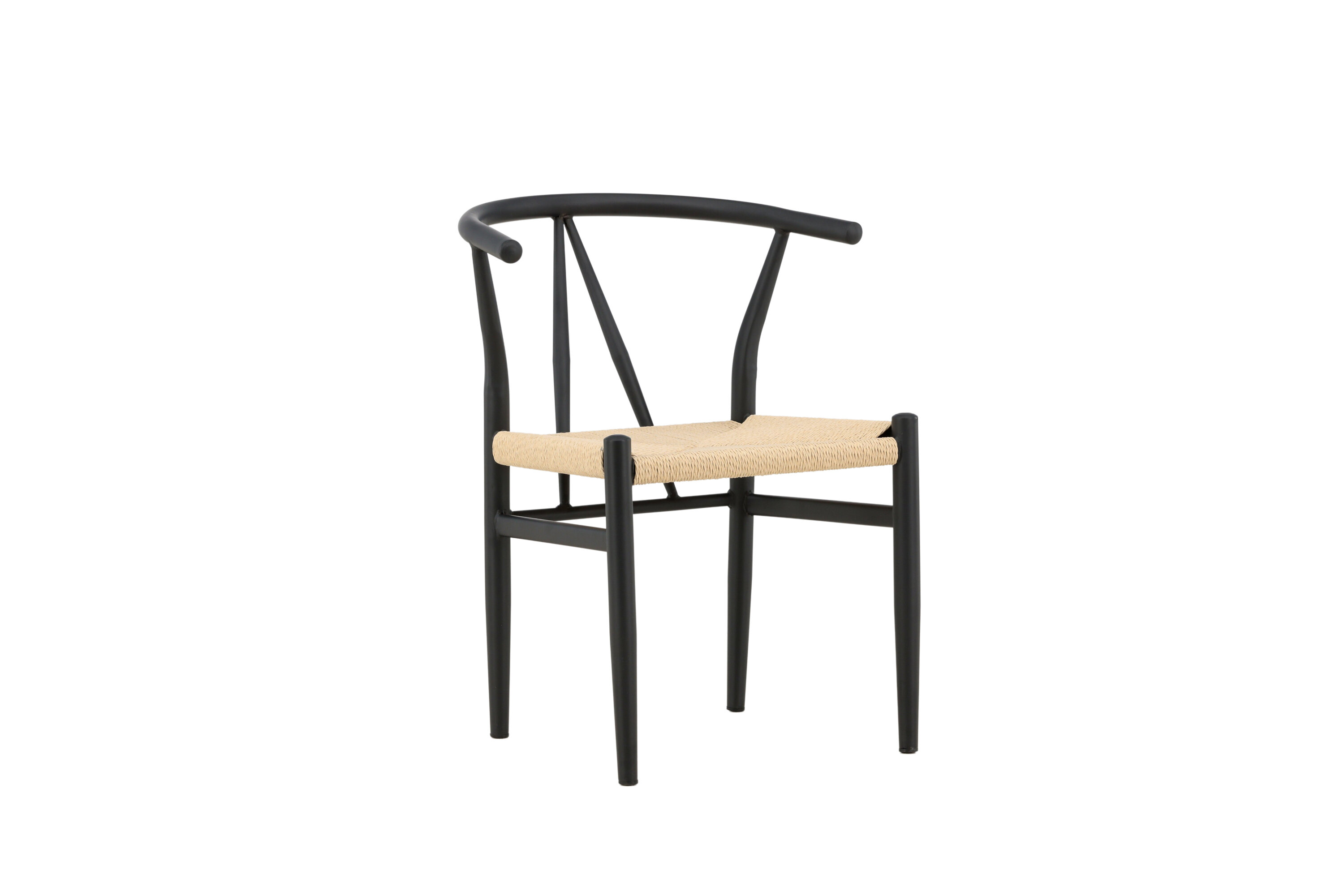 Venture Design Alfons Spisebordsstol     Armlæn Beige Rattan Og Sort Stål